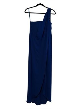 bcbg one shoulder dress blue BCBGMAXAZRIA One Shoulder Faux Wrap Dress